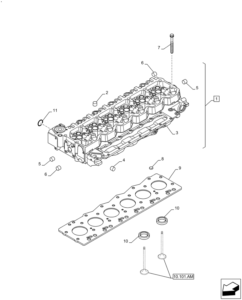 Схема запчастей Case F4HE9684U J104 - (10.101.AA) - CYLINDER HEAD (10) - ENGINE