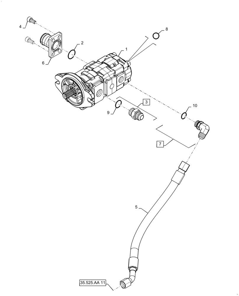 Схема запчастей Case SR240 - (35.220.AA[02]) - HYDRAULIC PUMP, HIGH FLOW 36/20CC (35) - HYDRAULIC SYSTEMS