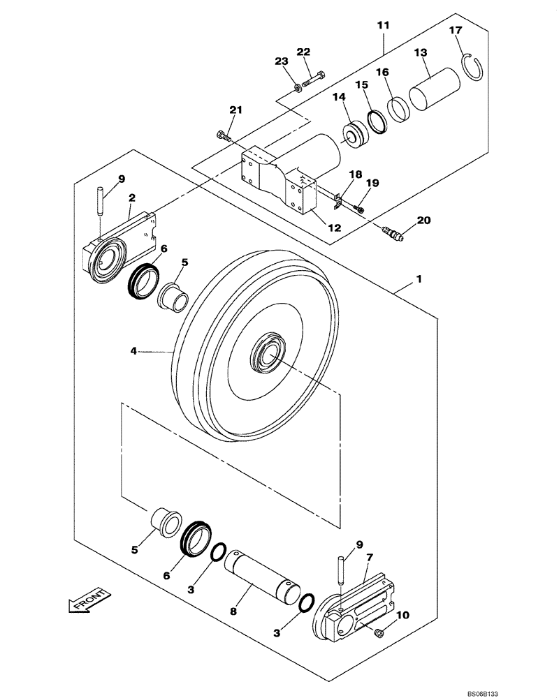 Схема запчастей Case CX700 - (05-004-00[01]) - GUIDE PULLEY (11) - TRACKS/STEERING