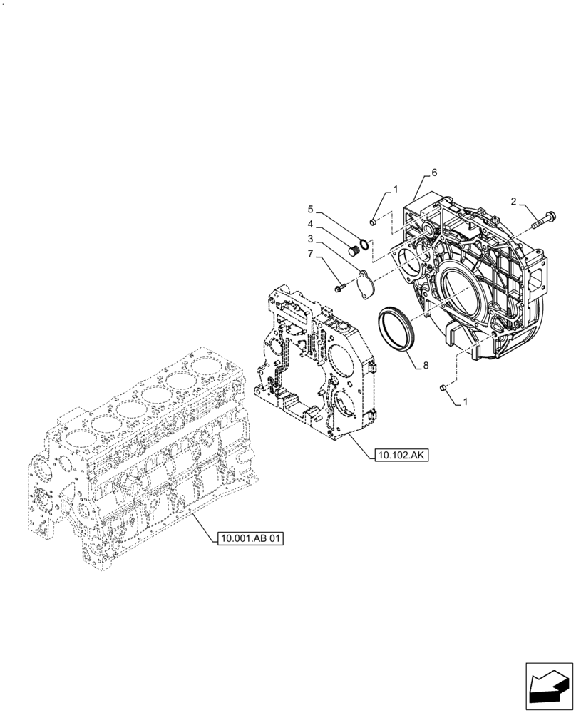 Схема запчастей Case F4HE9684U J104 - (10.103.AK) - FLYWHEEL HOUSING (10) - ENGINE