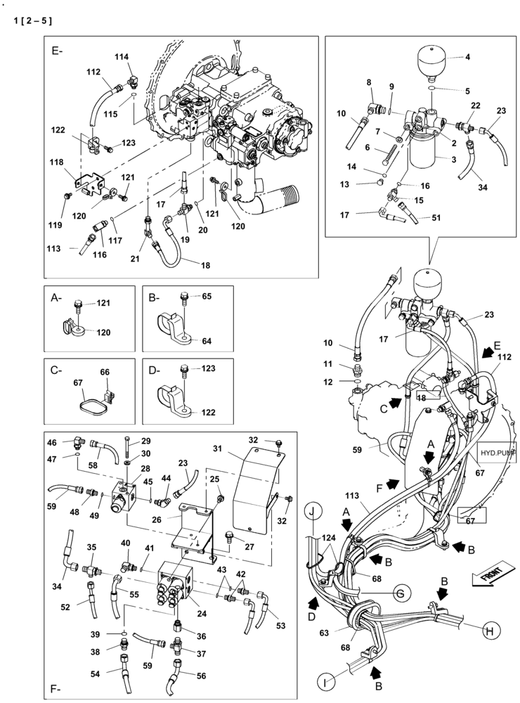 Схема запчастей Case CX130C - (35.106.AO) - HYDRAULIC PUMP, RETURN LINE (35) - HYDRAULIC SYSTEMS