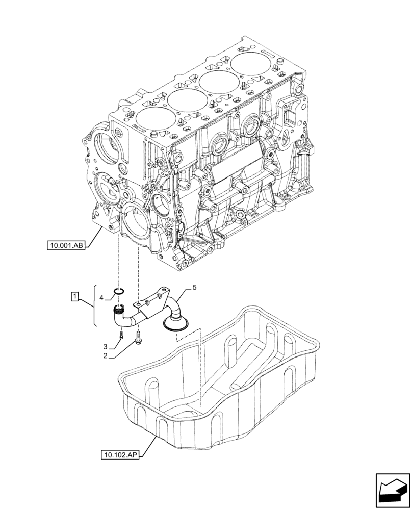 Схема запчастей Case F5BFL413D C001 - (10.304.AL) - OIL PUMP & LINES (10) - ENGINE