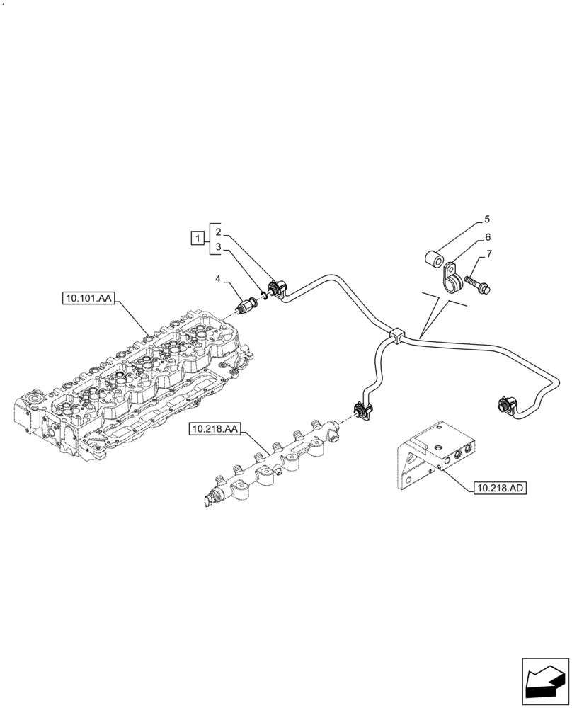 Схема запчастей Case F4HE9684U J104 - (10.218.AI[02]) - INJECTOR FUEL LINES (10) - ENGINE