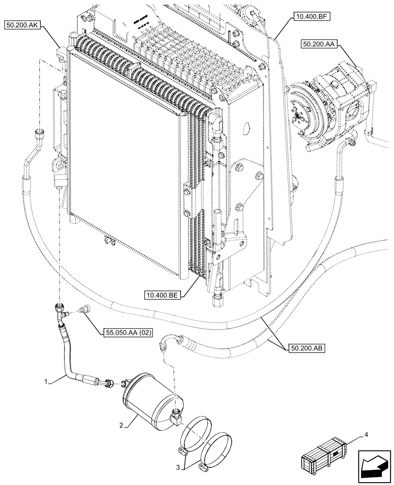 Схема запчастей Case 580SN WT - (50.200.AN) - VAR - 747853, 747855 - AIR CONDITIONING, RECEIVER-DRYER (50) - CAB CLIMATE CONTROL