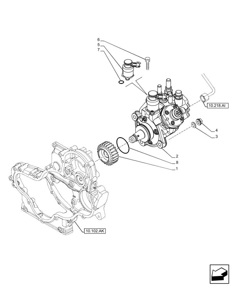 Схема запчастей Case F5BFL413E B002 - (10.218.AQ) - FUEL INJECTION PUMP (10) - ENGINE