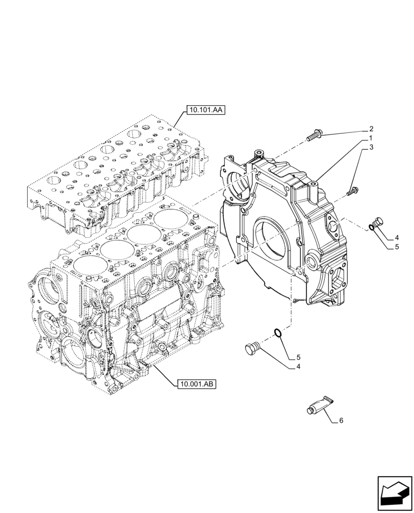 Схема запчастей Case F5BFL413E C001 - (10.103.AK) - FLYWHEEL CASE (10) - ENGINE