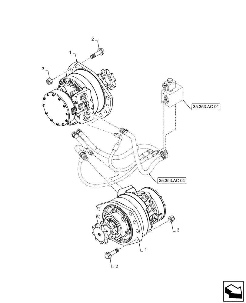 Схема запчастей Case SV280 - (35.353.AD[01]) - HYDROSTATIC MOTOR, MOUNTING (35) - HYDRAULIC SYSTEMS