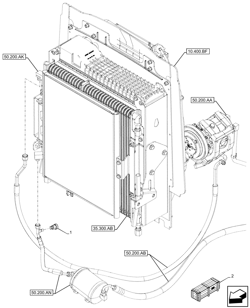 Схема запчастей Case 590SN - (55.050.AA[02]) - VAR - 747853, 747855 - AIR CONDITIONER, PRESSURE SWITCH (55) - ELECTRICAL SYSTEMS