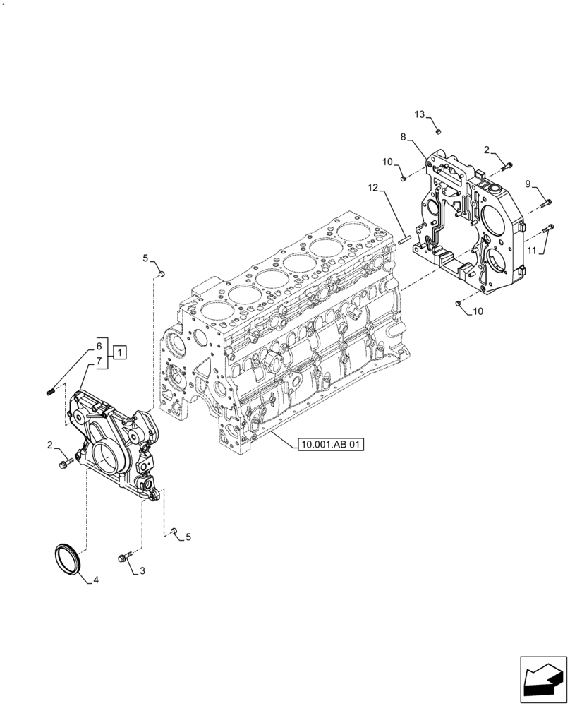 Схема запчастей Case F4HE9684U J104 - (10.102.AK) - ENGINE BLOCK COVER (10) - ENGINE