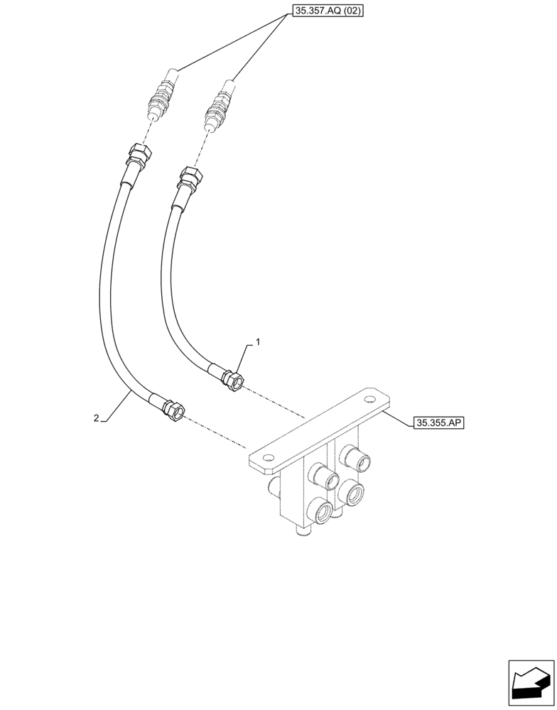 Схема запчастей Case CX210D NLC - (35.357.AQ[01]) - PILOT VALVE, DRAIN LINE (35) - HYDRAULIC SYSTEMS