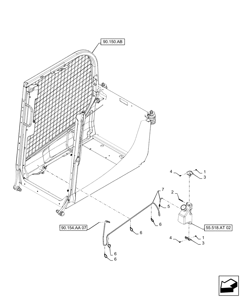 Схема запчастей Case SR130 - (55.518.AT[01]) - WINDSHIELD WASHER RESERVOIR ASSY (55) - ELECTRICAL SYSTEMS