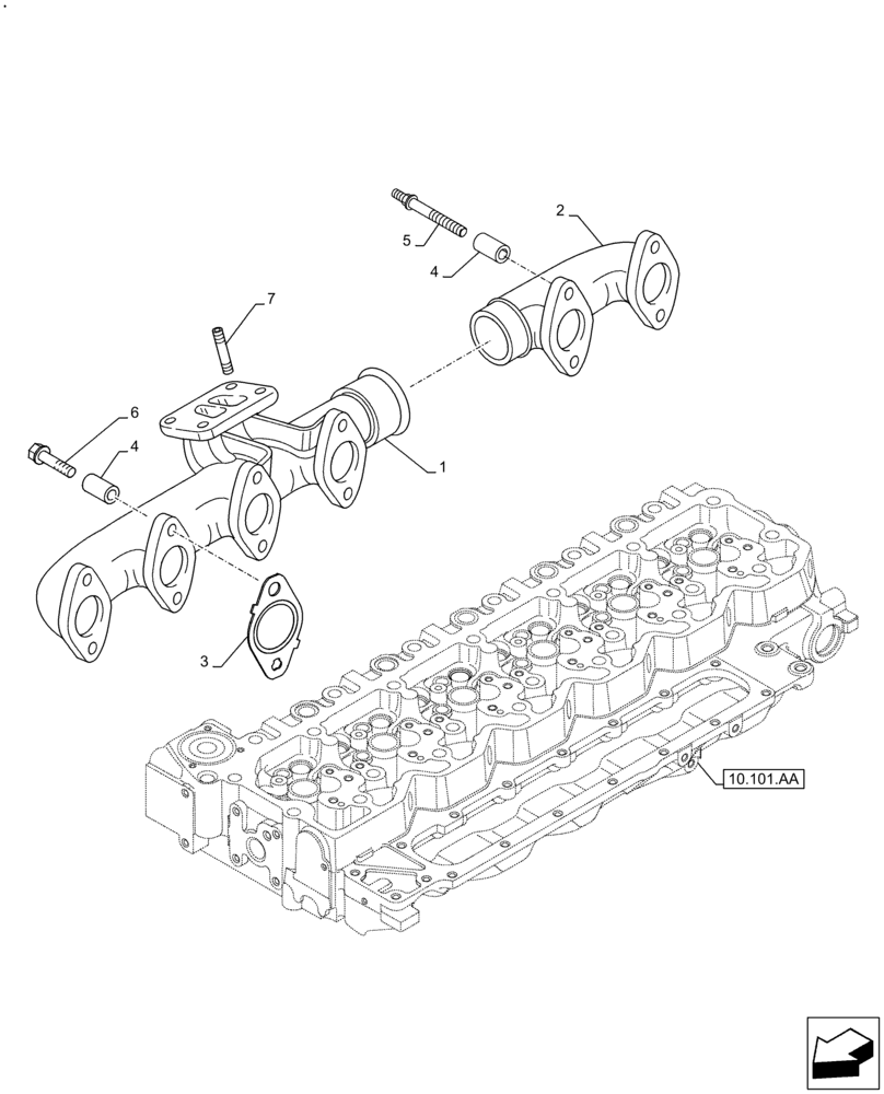 Схема запчастей Case F4HE9684U J104 - (10.254.AC) - EXHAUST MANIFOLD (10) - ENGINE