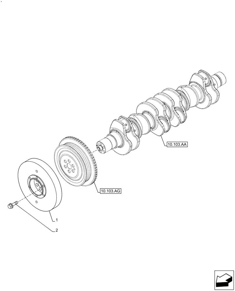 Схема запчастей Case F4HE9684U J104 - (10.110.AD) - CRANKSHAFT DAMPER (10) - ENGINE