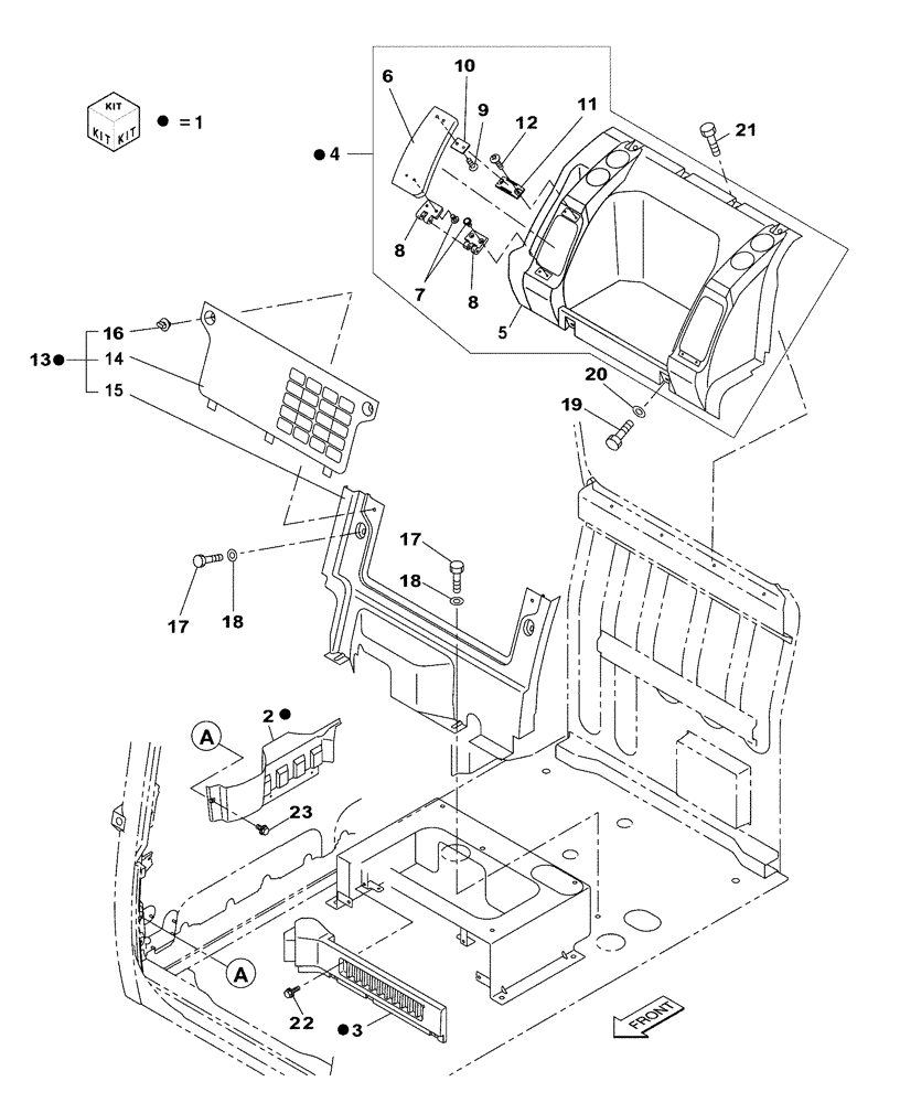 Схема запчастей Case CX210B - (09-14) - OPERATORS COMPARTMENT - CAB REAR PANELS (09) - CHASSIS/ATTACHMENTS