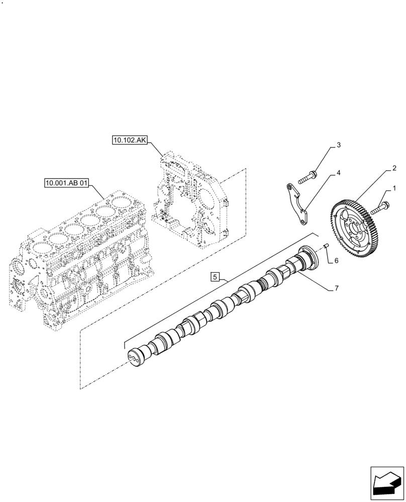 Схема запчастей Case F4HE9684U J104 - (10.106.AA) - CAMSHAFT (10) - ENGINE