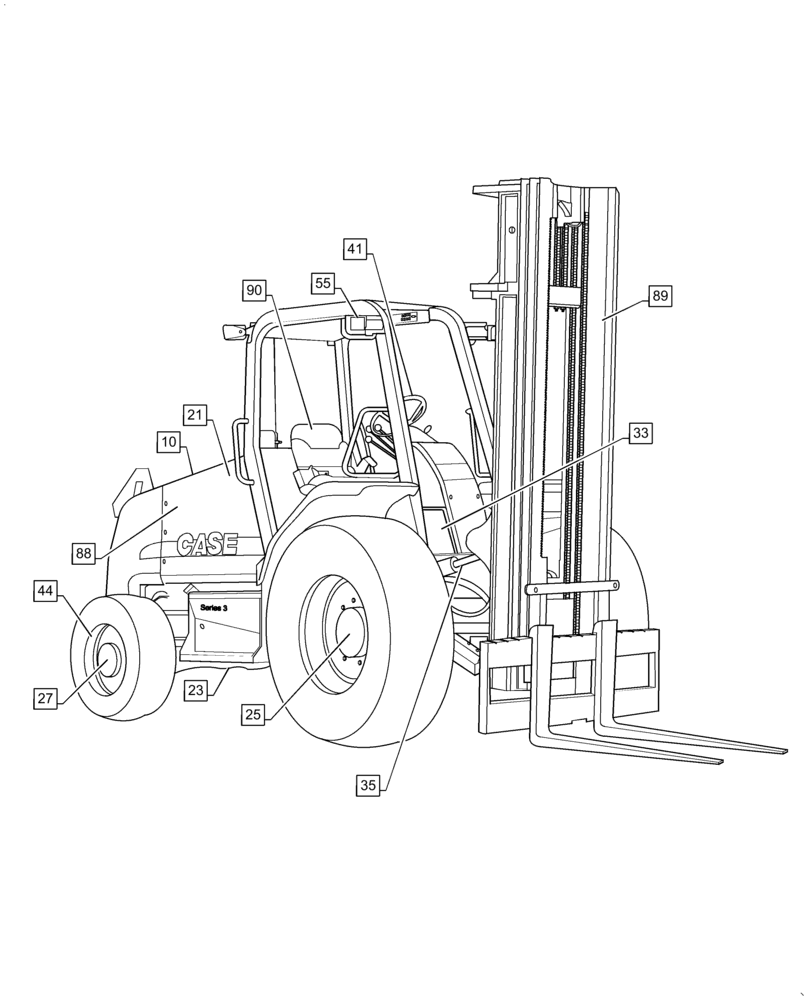 Схема запчастей Case 588H - (00.000.00) - MAIN, PICTORIAL INDEX - MAIN SECTIONS , 4WD (00) - GENERAL & PICTORIAL INDEX