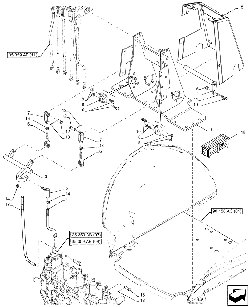 Схема запчастей Case 580N EP - (35.359.AF[10]) - BACKHOE CONTROL VALVE, 8-SPOOL, MECHANICAL CONTROLS (35) - HYDRAULIC SYSTEMS