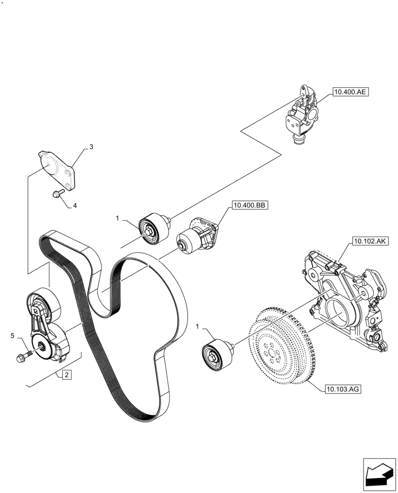 Схема запчастей Case F4HE9684U J104 - (10.414.AE) - BELT TENSIONER (10) - ENGINE