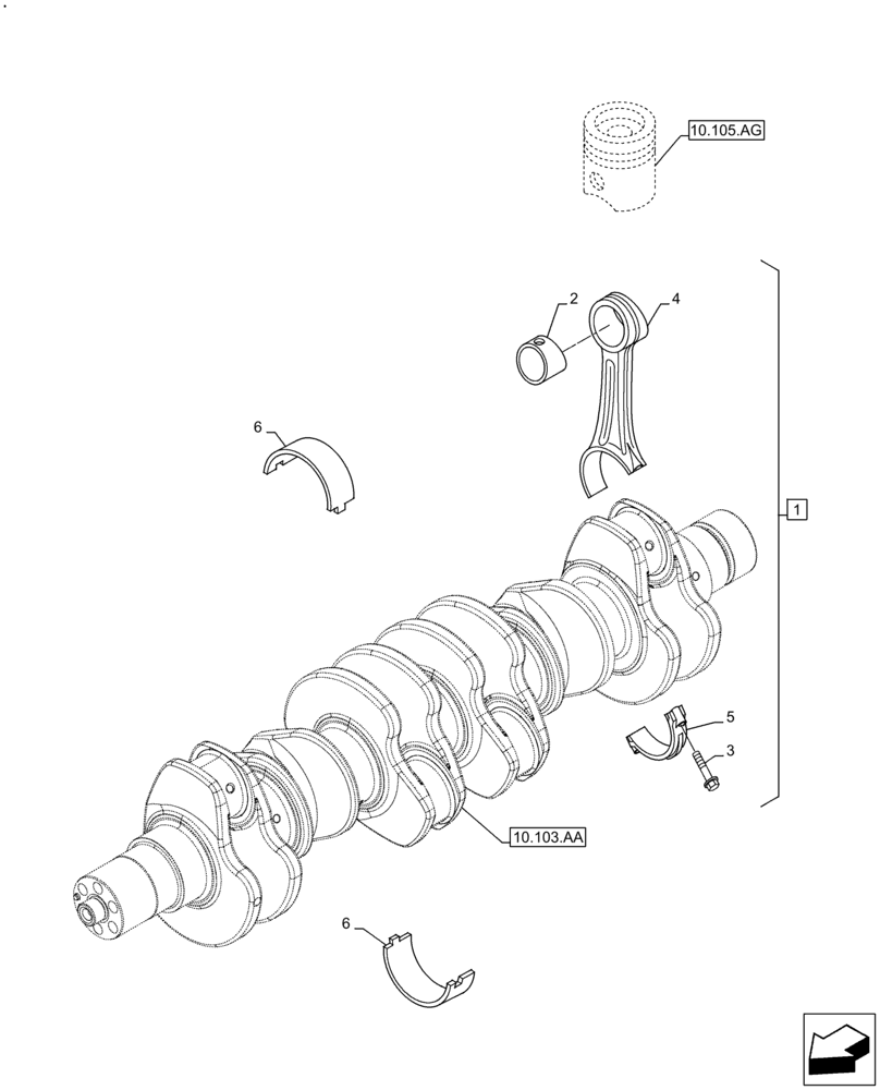 Схема запчастей Case F4HE9684U J104 - (10.105.AB) - CONNECTING ROD & PISTON (10) - ENGINE