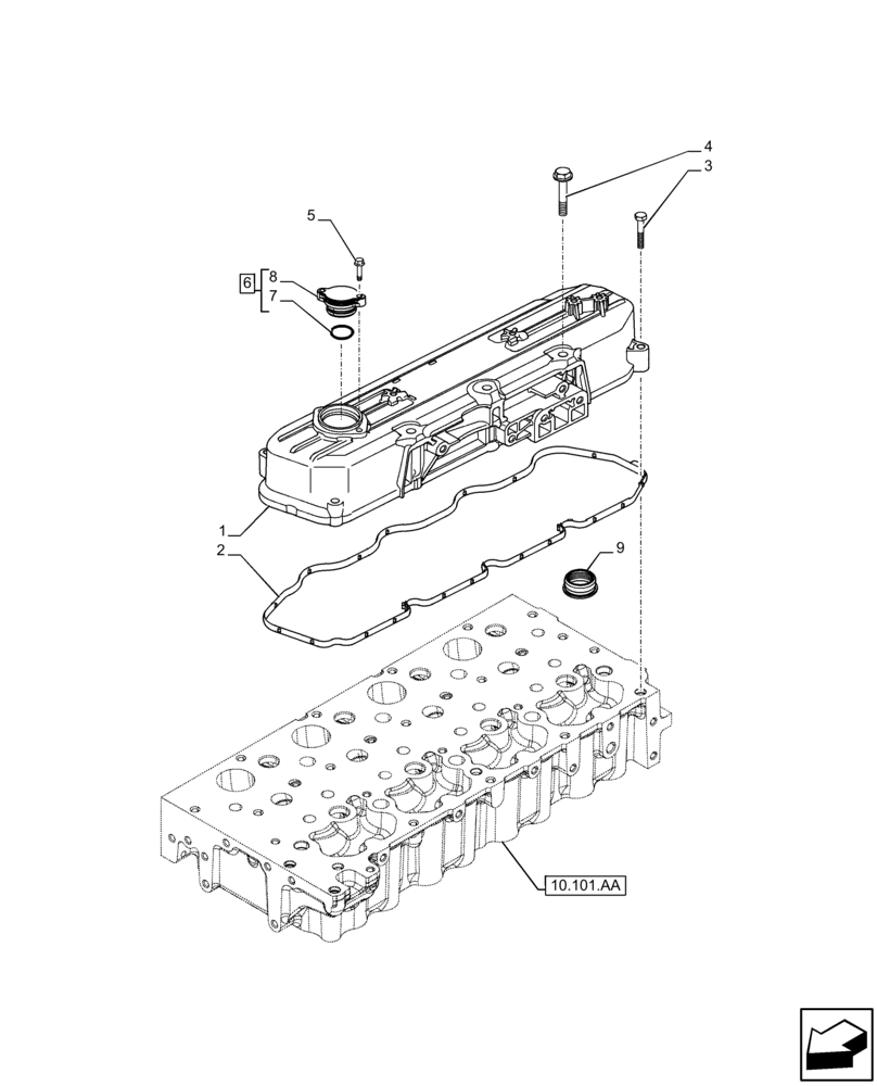 Схема запчастей Case F5BFL413D C001 - (10.101.AB) - VALVE COVER (10) - ENGINE