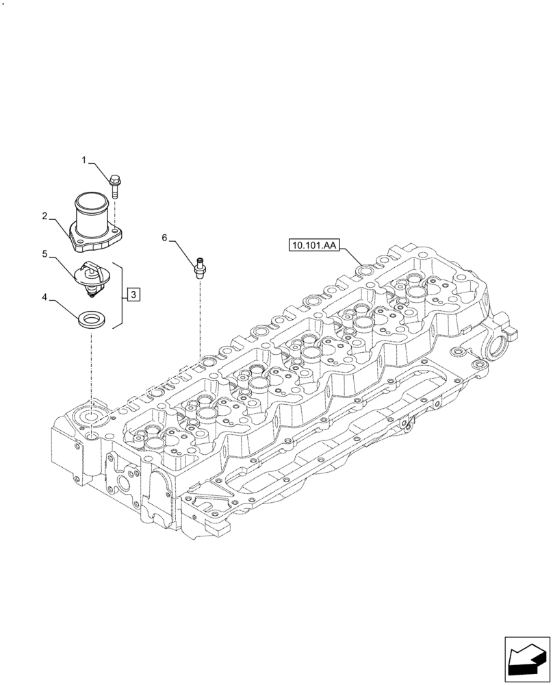 Схема запчастей Case F4HE9684U J104 - (10.400.BC) - COOLANT THERMOSTAT (10) - ENGINE