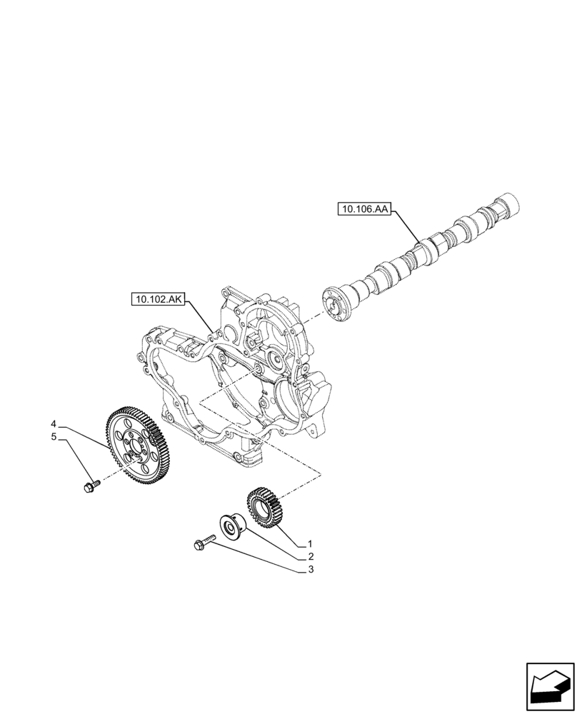 Схема запчастей Case F5BFL413D C001 - (10.106.AG) - CAMSHAFT, GEAR (10) - ENGINE