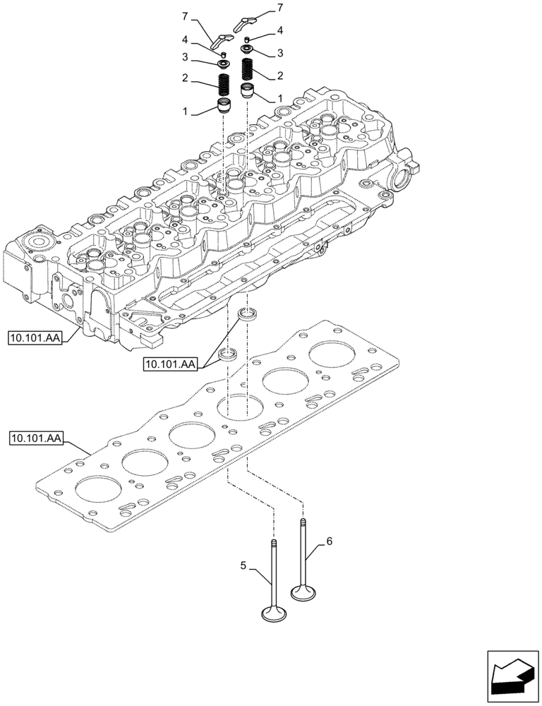 Схема запчастей Case F4HFA613N E005 - (10.101.AM) - CYLINDER HEAD, VALVE (10) - ENGINE