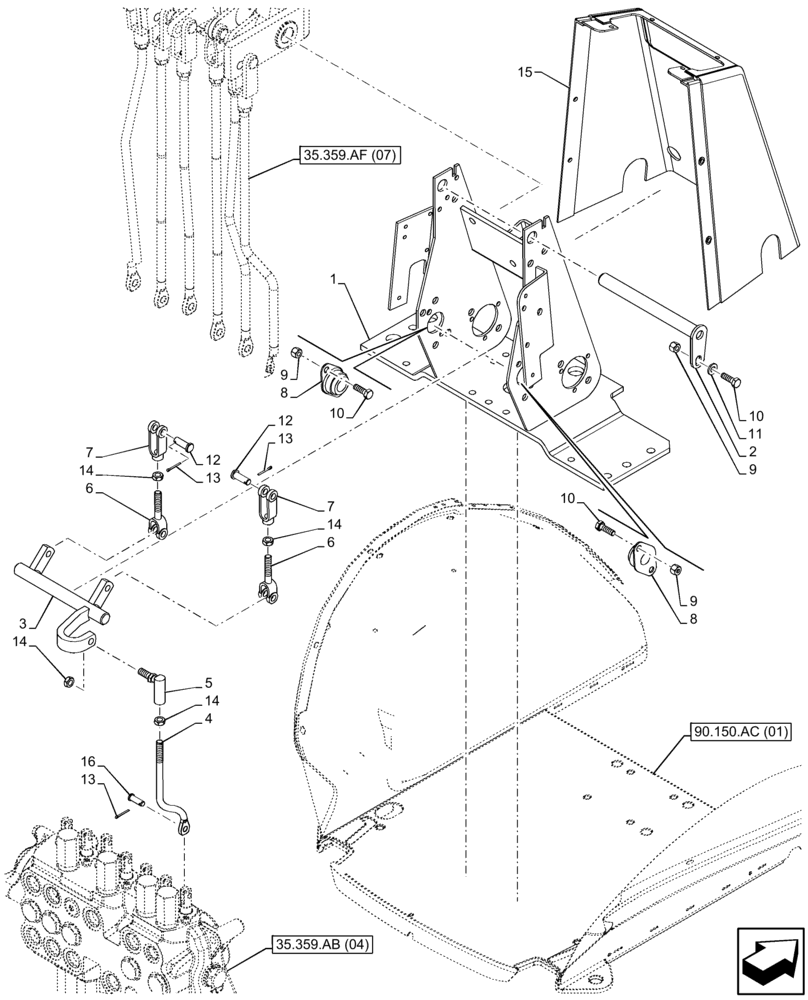 Схема запчастей Case 580SN - (35.359.AF[04]) - BACKHOE CONTROL VALVE, 7-SPOOL, MECHANICAL CONTROLS (35) - HYDRAULIC SYSTEMS