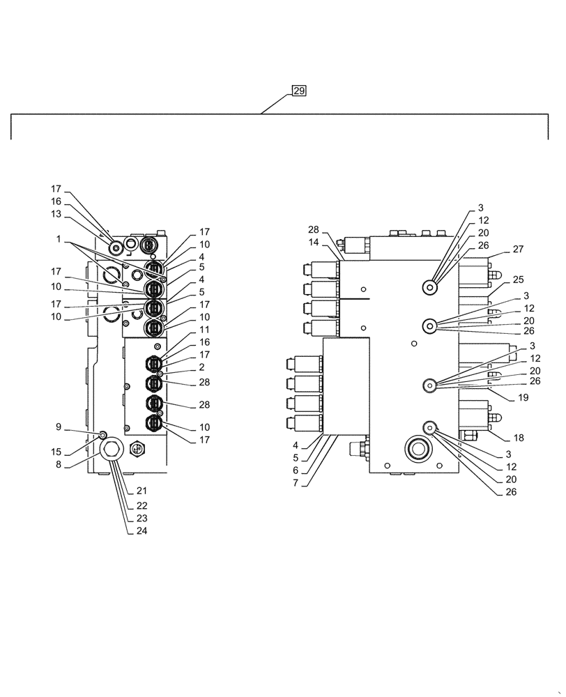 Схема запчастей Case 1150M WT/LGP - (35.359.AE[02]) - 4-SPOOL VALVE, CONTROLLER (35) - HYDRAULIC SYSTEMS