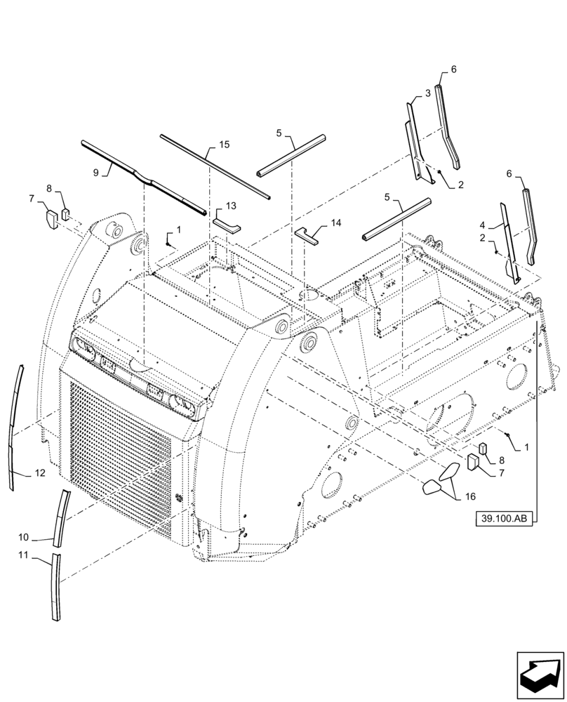 Схема запчастей Case TR340 - (90.105.CU) - COVERS & INSULATION (90) - PLATFORM, CAB, BODYWORK AND DECALS