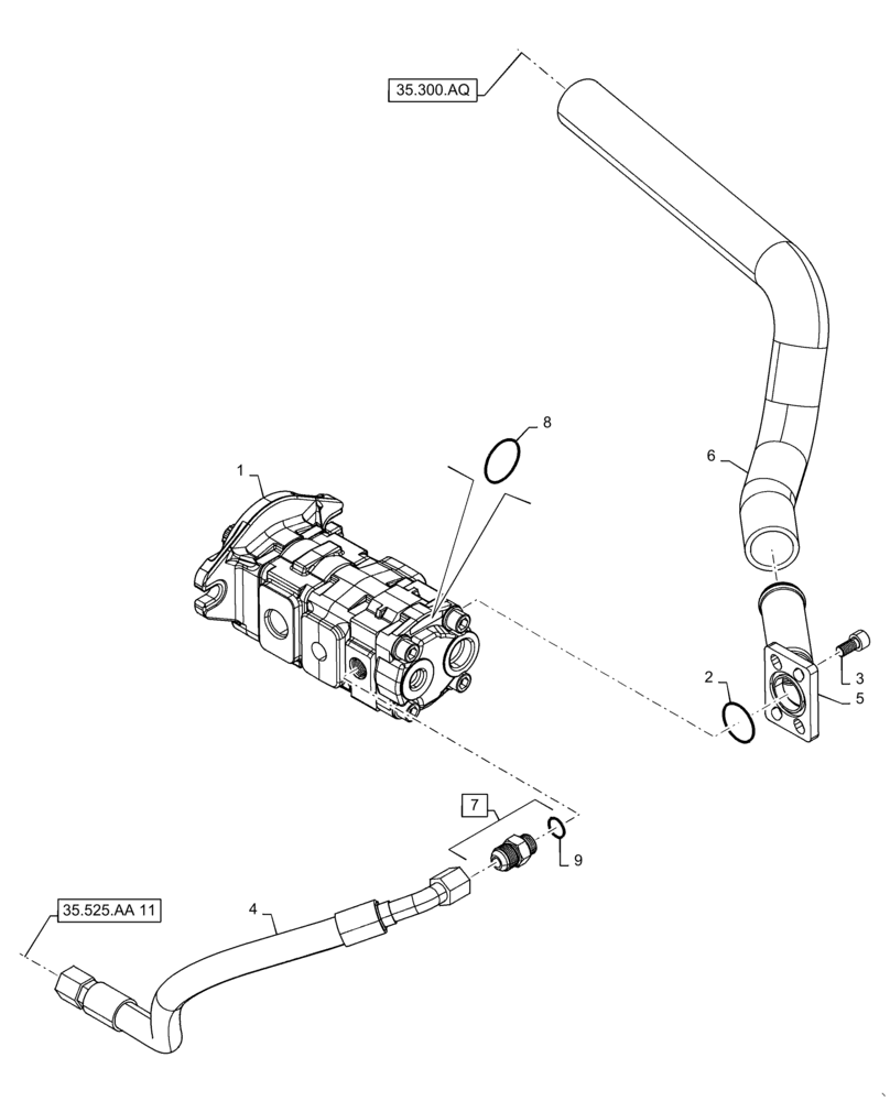 Схема запчастей Case TR310 - (35.220.AA[02]) - HYDRAULIC PUMP, HIGH FLOW 36.6/13.7CC (35) - HYDRAULIC SYSTEMS