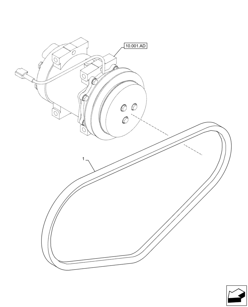 Схема запчастей Case CX250D LC LR - (50.200.AT) - AIR CONDITIONING, BELT (50) - CAB CLIMATE CONTROL