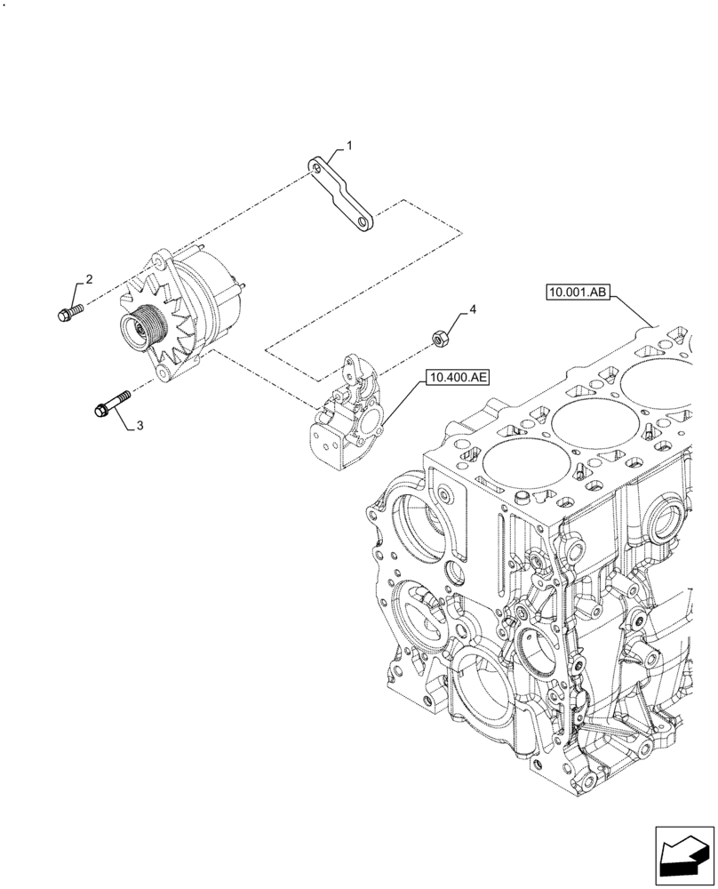 Схема запчастей Case F4HE9684U J104 - (55.301.AB) - ALTERNATOR BRACKET AND SUPPORT (55) - ELECTRICAL SYSTEMS