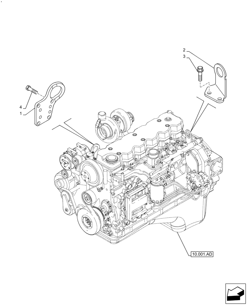 Схема запчастей Case F4HE9684U J104 - (10.001.AK) - ENGINE SUPPORT AND MOUNTS (10) - ENGINE