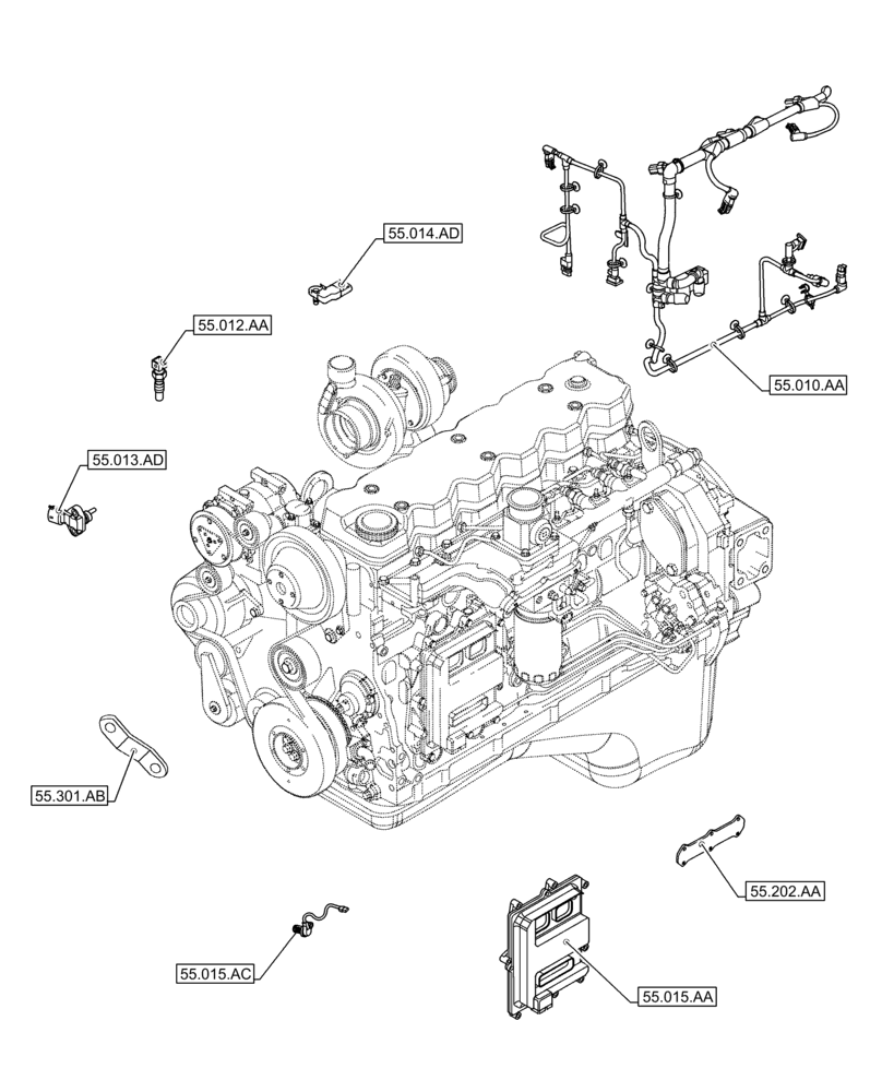 Схема запчастей Case F4HE9684U J104 - (00.000.55) - PICTORIAL INDEX - ELECTRICAL SYSTEMS (00) - GENERAL & PICTORIAL INDEX