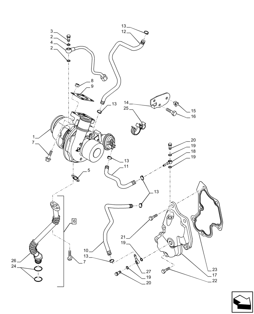 Схема запчастей Case F5BFL413E C001 - (10.250.AC) - TURBOCHARGER (10) - ENGINE