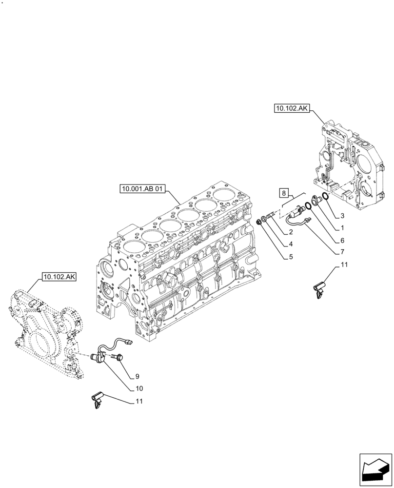 Схема запчастей Case F4HE9684U J104 - (55.015.AC) - ENGINE SPEED SENSOR/RPM (55) - ELECTRICAL SYSTEMS