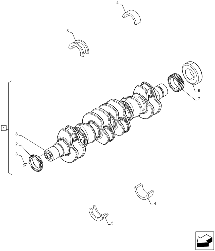 Схема запчастей Case F4HFA613N E005 - (10.103.AA) - CRANKSHAFT (10) - ENGINE