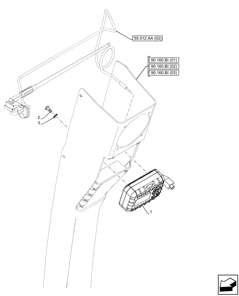 Схема запчастей Case 580SN WT - (55.512.AA[05]) - VAR - 423077 - RADIO (55) - ELECTRICAL SYSTEMS