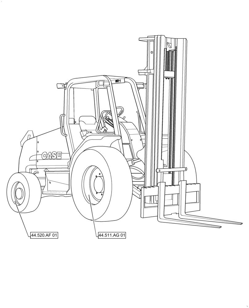 Схема запчастей Case 586H - (44.000.00) - SECTION INDEX - WHEELS (44) - WHEELS