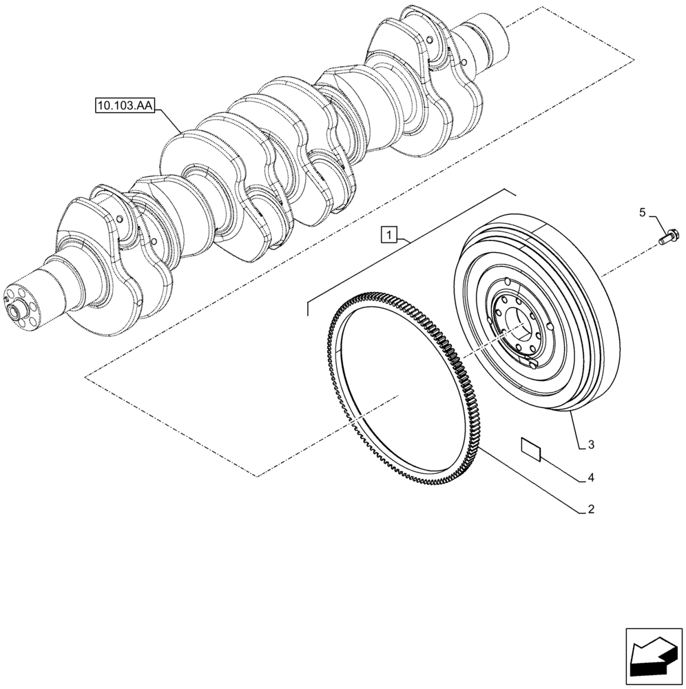 Схема запчастей Case F4HFA613N E005 - (10.103.AH) - ENGINE FLYWHEEL (10) - ENGINE