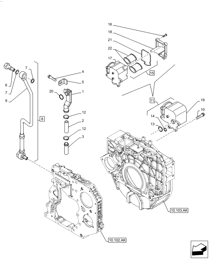 Схема запчастей Case F4HE9684U J104 - (10.304.AP) - CRANKCASE VENTILATION SYSTEM (10) - ENGINE