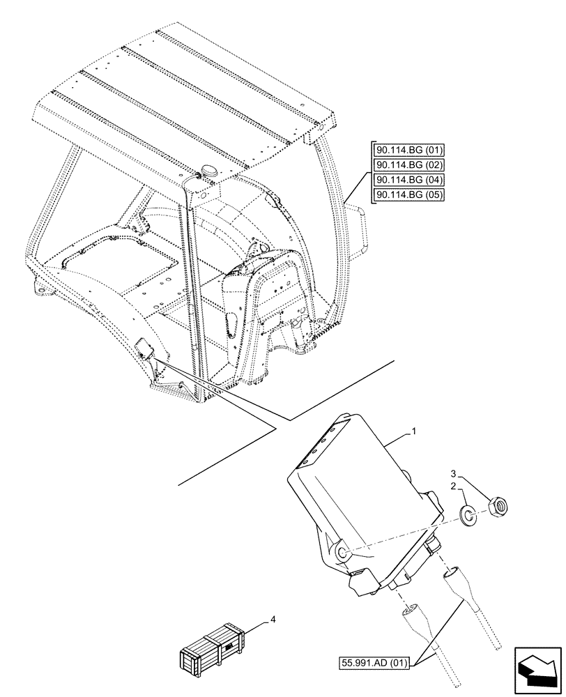 Схема запчастей Case 580SN - (55.991.AA[01]) - VAR - 745121 - CANOPY, TELEMATIC SYSTEM, CONTROL UNIT (55) - ELECTRICAL SYSTEMS