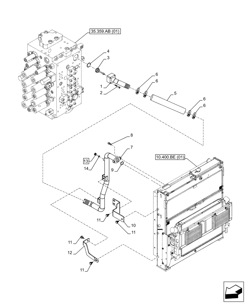 Схема запчастей Case CX300D LC - (35.300.BC[03]) - OIL COOLER LINE (35) - HYDRAULIC SYSTEMS