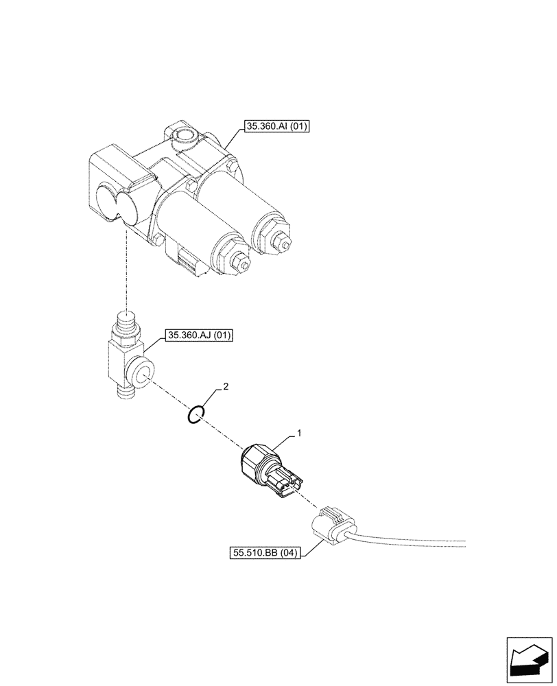 Схема запчастей Case CX210D LC - (55.425.AT[01]) - VAR - 461865 - HAMMER CIRCUIT, PRESSURE SENSOR, W/ ELECTRICAL PROPORTIONAL CONTROL (55) - ELECTRICAL SYSTEMS