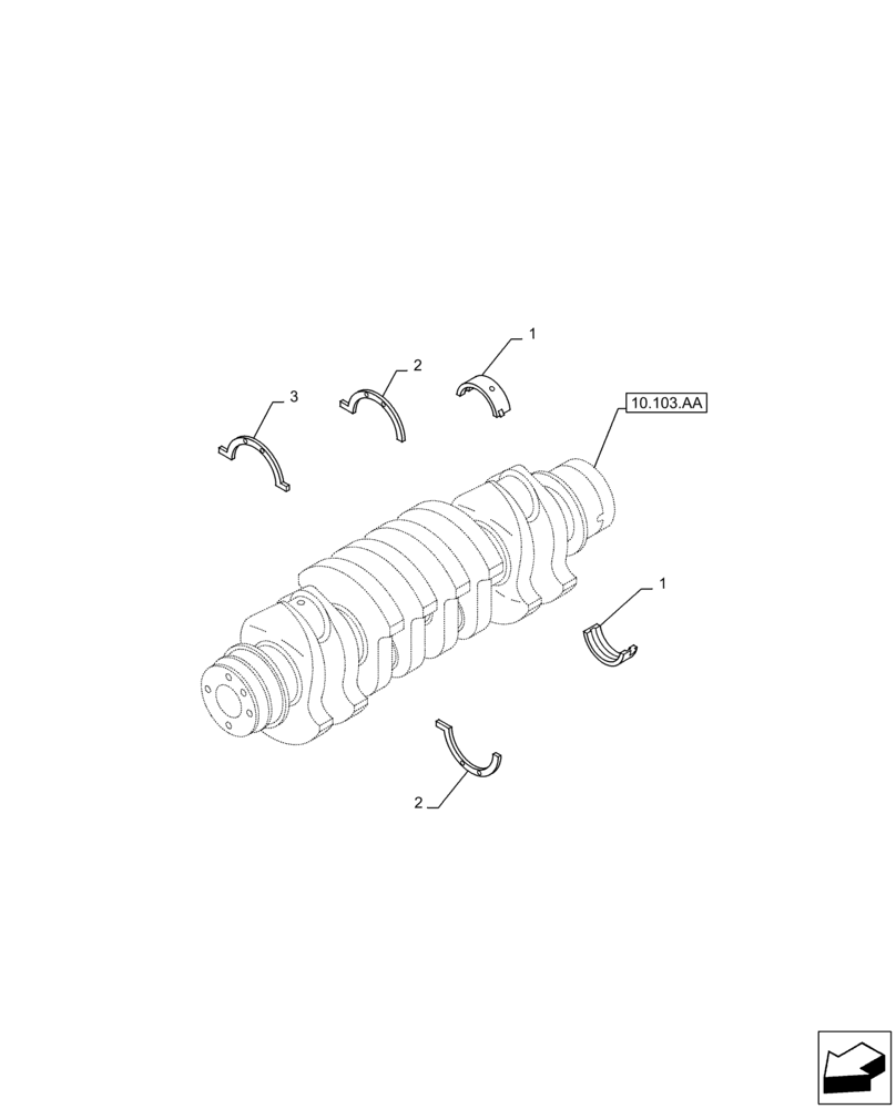 Схема запчастей Case AQ-4HK1XASS01 - (10.103.AB) - CRANKSHAFT, SET OF STD MAIN BRGS (10) - ENGINE