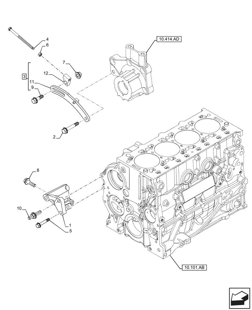 Схема запчастей Case F5BFL413E B002 - (55.301.AB) - ALTERNATOR, SUPPORT (55) - ELECTRICAL SYSTEMS