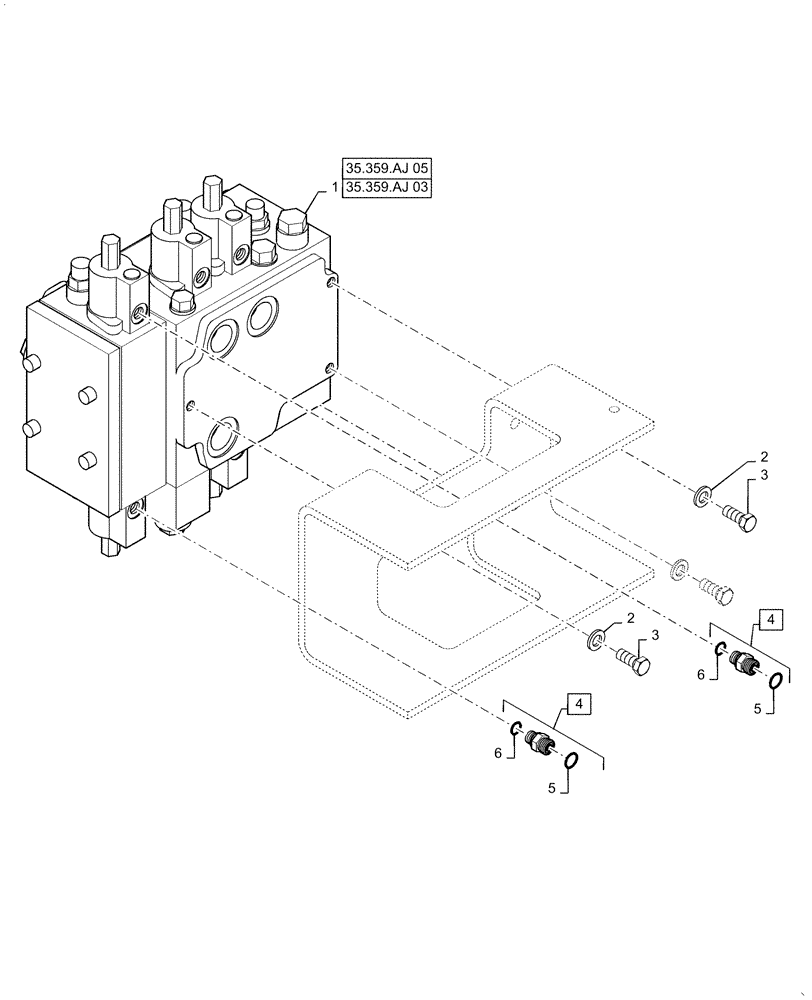 Схема запчастей Case 721F - (35.357.AL[01]) - CONTROL VALVE INSTALLATION THREE SPOOL, Z-BAR/XT LOADER (35) - HYDRAULIC SYSTEMS