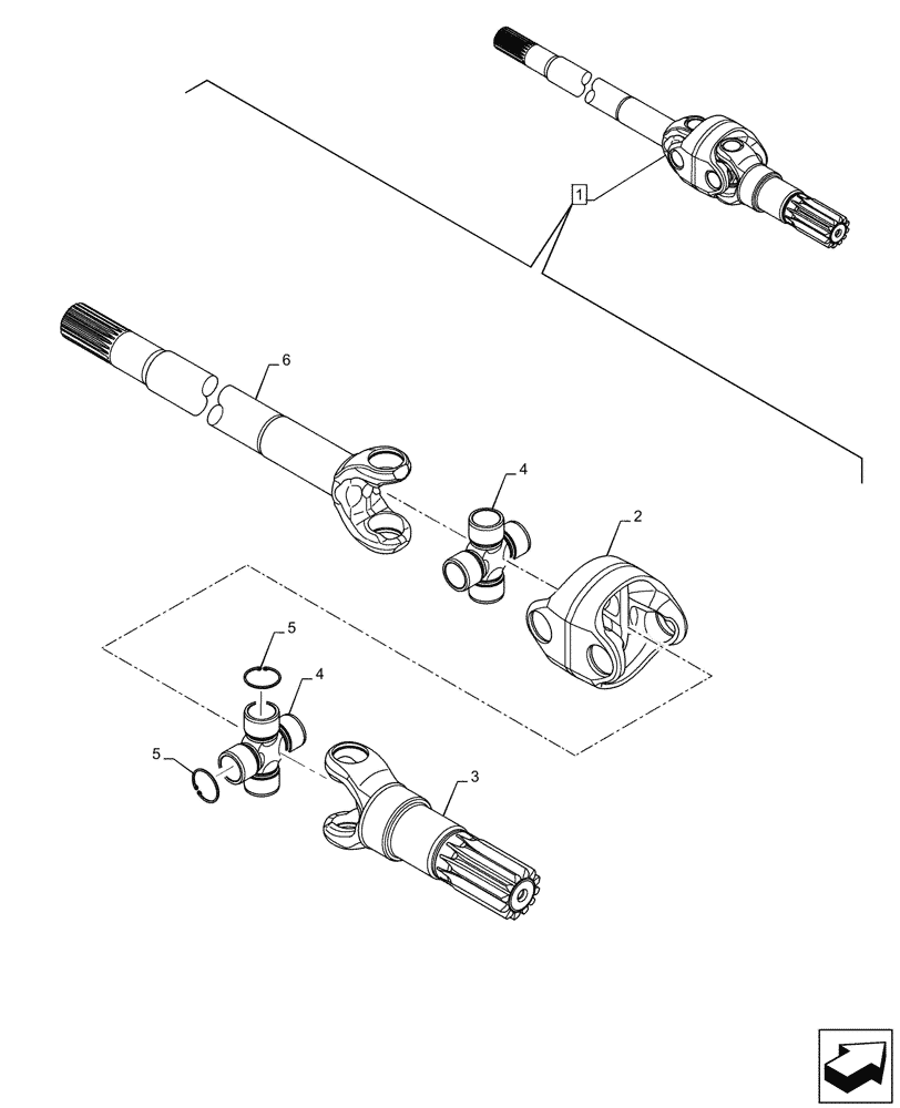 Схема запчастей Case 590SN - (25.108.AA[02]) - FRONT AXLE, SHAFT, 4WD (25) - FRONT AXLE SYSTEM