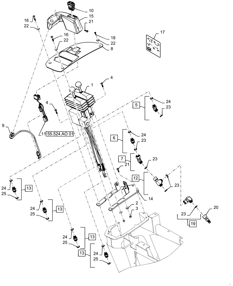 Схема запчастей Case 621F - (35.359.AF) - 2 LEVER CONTROL INSTALLATION (35) - HYDRAULIC SYSTEMS